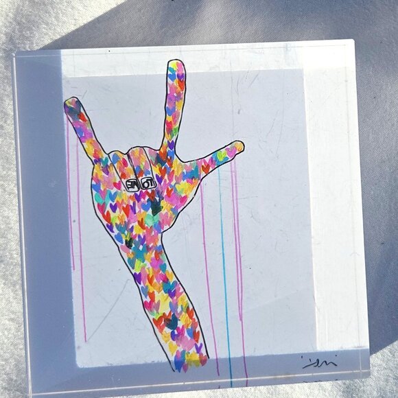 Kerri Rosenthal Block of Love - I Love You 8x8” Multicolor Collectible Art Print - Picture 1 of 10
